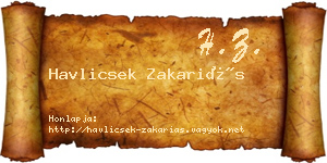 Havlicsek Zakariás névjegykártya